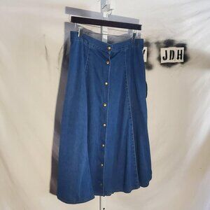 Vintage Denim Skirt with Snap Front